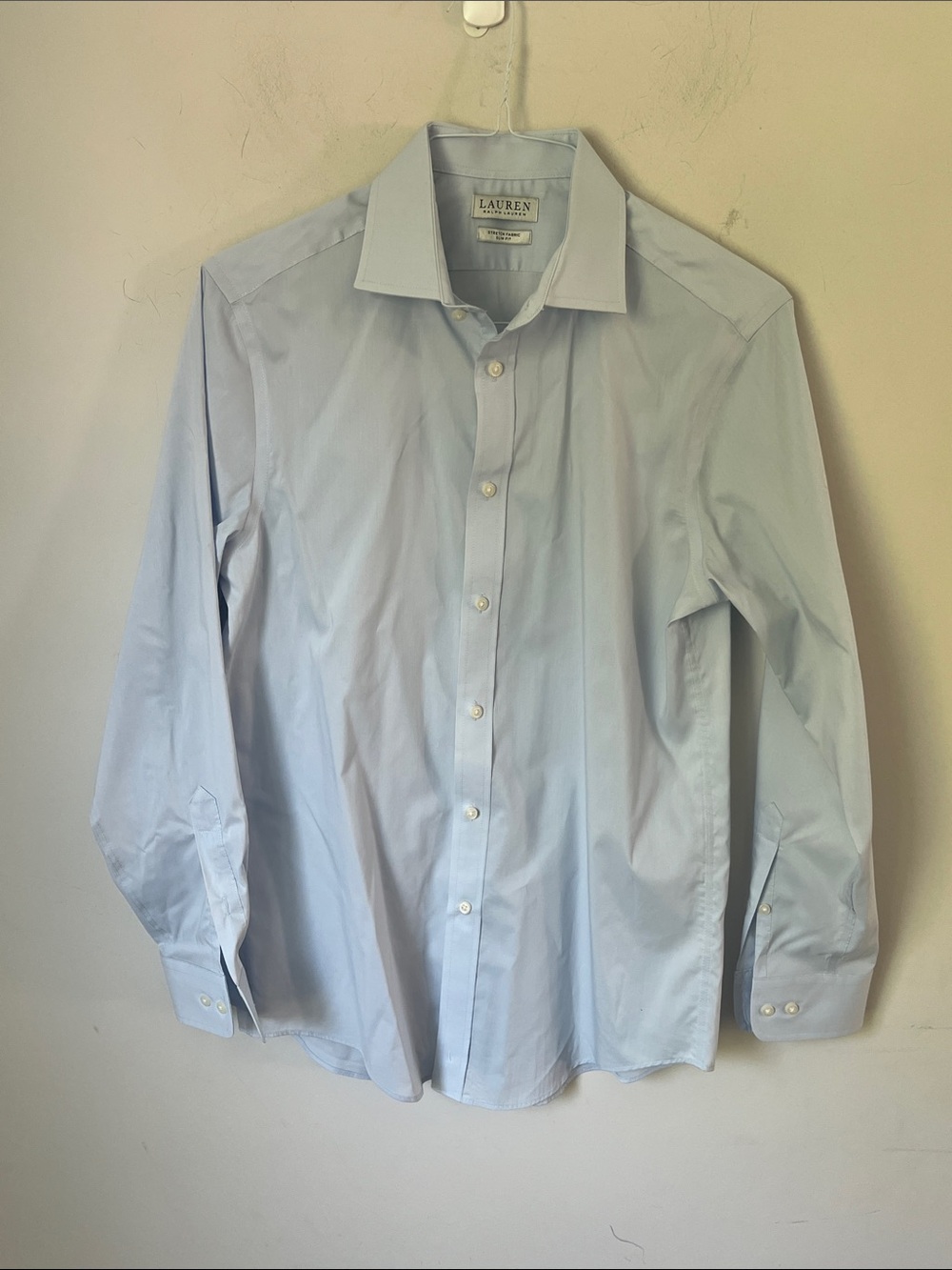 Lauren Ralph Lauren Men’s Light Blue Stretch Slim Fit Dress Shirt sz 15-15.5 🦋